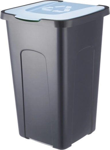 Sorteerafvalbak 50 l zwart/blauw pastel