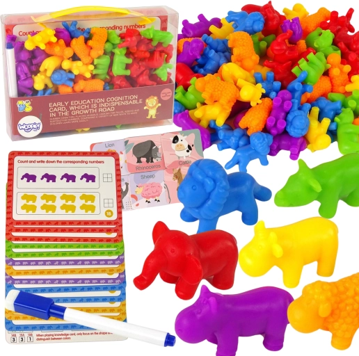 Educatieve Set Montessori Tellen Kleurrijke Dieren 83 stuks