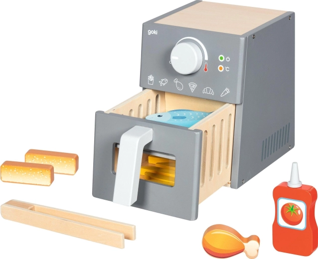 Houten heteluchtfriteuse met accessoires