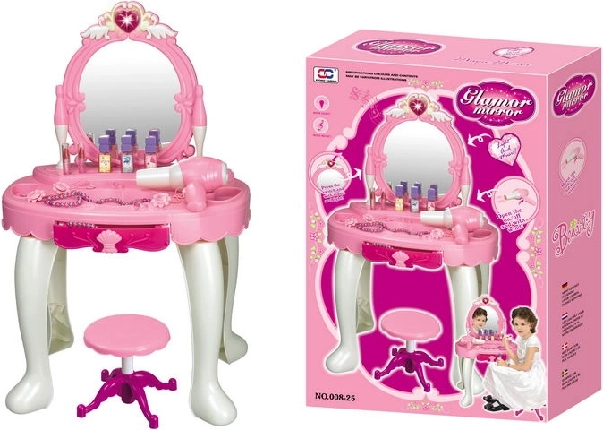 Kaptafel Glamour met verlicht spiegel en batterijföhn