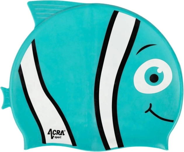 Acra kinder silicone zwemcap Nemo turkoois - 1 stuk
