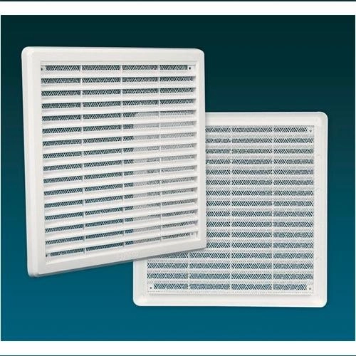 Ventilatierooster met gaas, 100 × 100 mm, wit