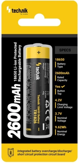 Oplaadbare 18650-batterij 2600 mAh 3,7 V met bescherming