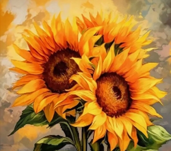 Norimpex Schilderen op nummer Drie zonnebloemen 40 × 50 cm