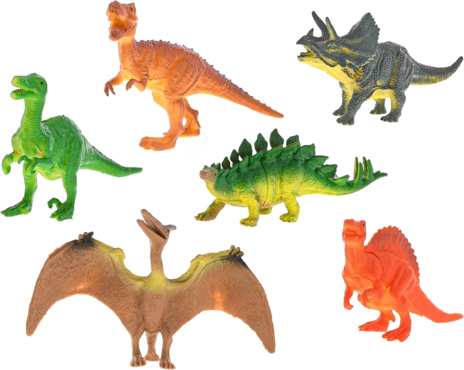 Zes verschillende dinosaurussen in één set