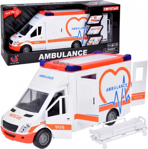 Interactieve ambulance met klapdeuren en licht- en geluidseffecten