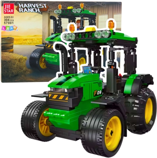 Bouwset tractor – groen‑zwart model, 304 onderdelen