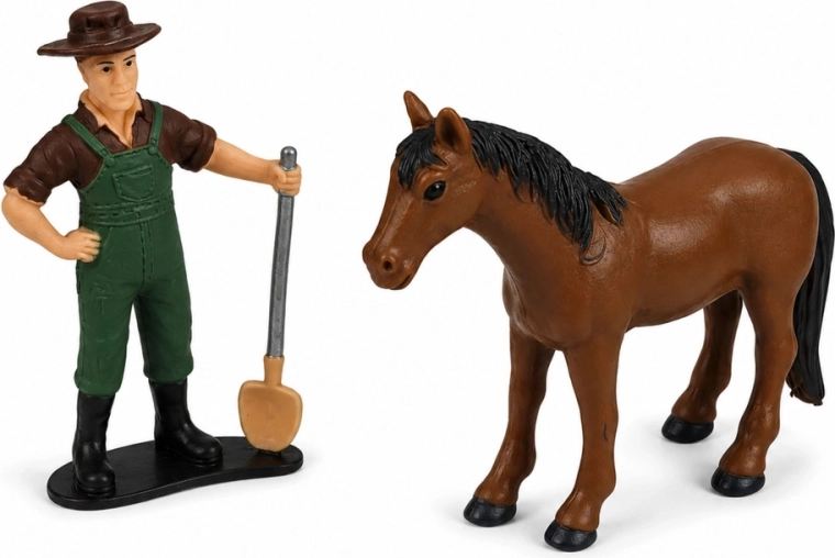 Boerfiguur en paard inbegrepen