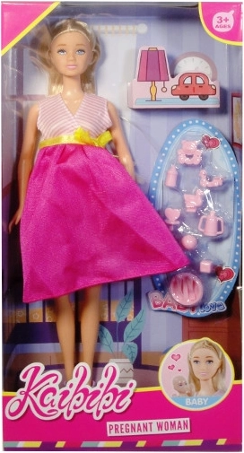 Zwangere pop met pasgeboren baby en accessoires
