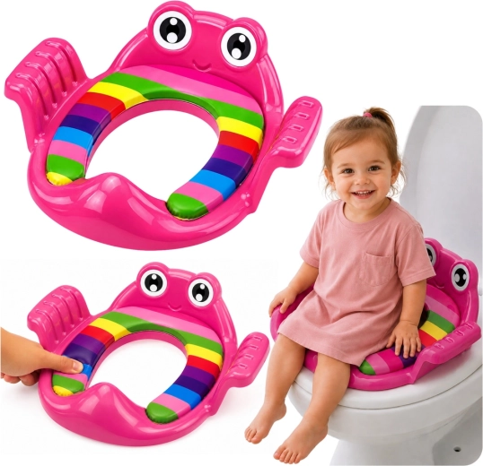 Kinder wc-verkleiner met zachte zitting en handgrepen, roze - 1 stuk