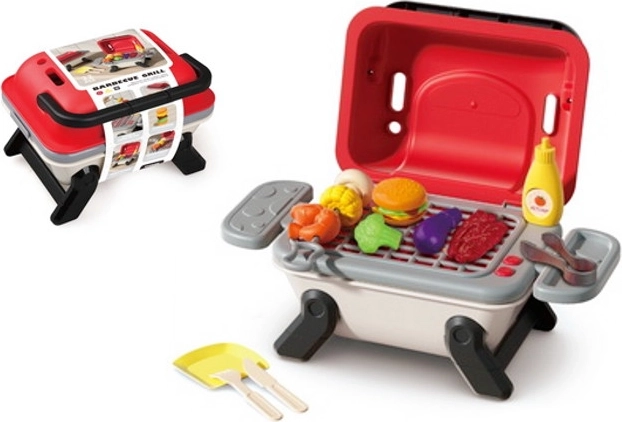 Draagbare kinderbarbecue met licht en geluid, 22-delige set