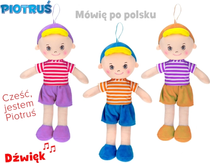 Sprekende en zingende lappenpop Piotruś 32 cm