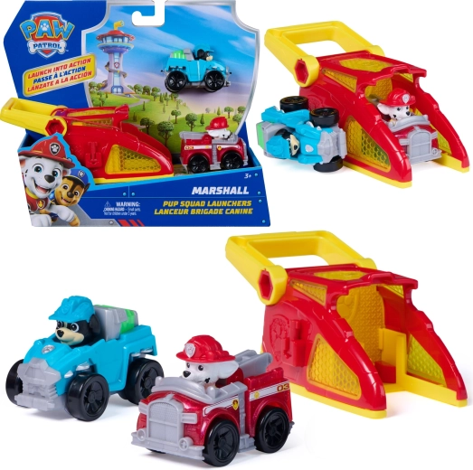 Paw Patrol Pup Squad lanceerplatform Marshall met voertuig Rex - 2 stuks