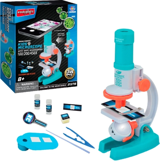 Kinderoptische microscoop met accessoires en vergroting 100/200/450×