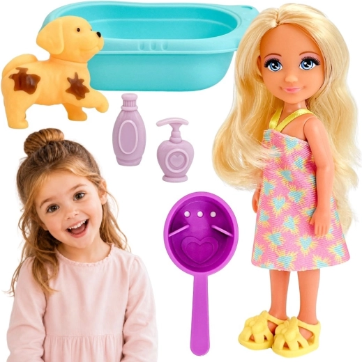 WOOPIE Royal pop met puppy, badkuip en verzorgingsaccessoires