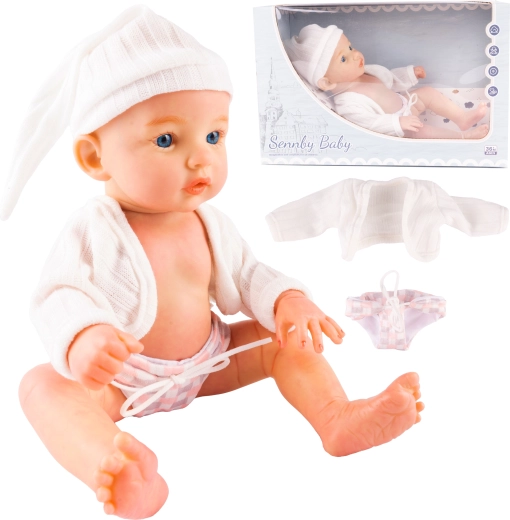 Stoffen babypop met muts Jagoda 32 cm