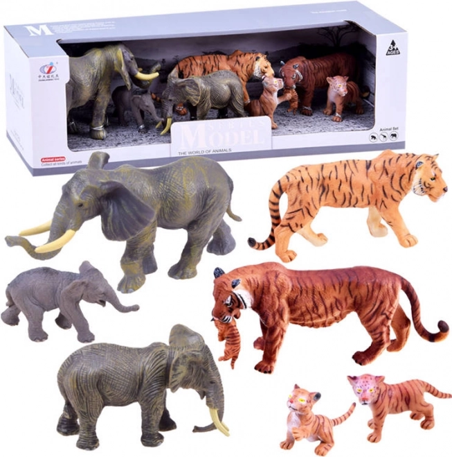 Set safarifiguren van zebra's en leeuwen – Tijger en olifant