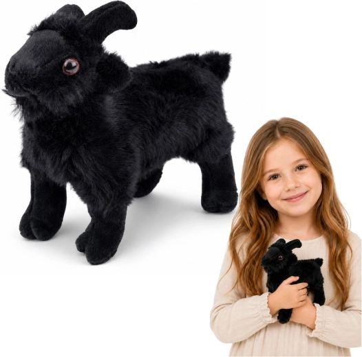 Kleine zwarte pluchen geit 16 cm