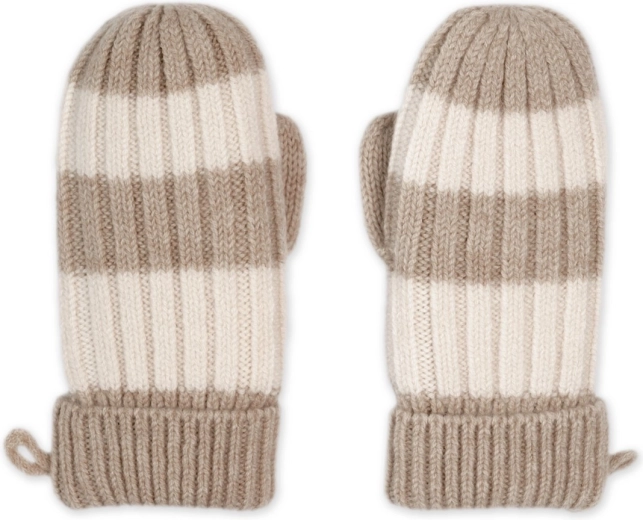 Lodger handschoenen stripe merino beige, maat 1–2 jaar - 1 stuk
