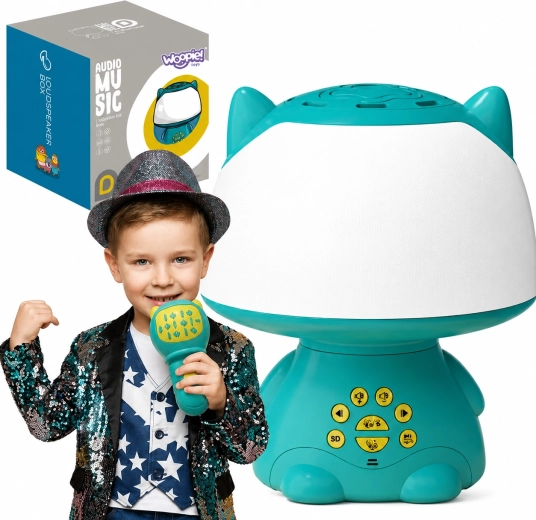 Woopie multifunctioneel RGB-nachtlampje met Bluetooth-luidspreker en karaokemicrofoon, turquoise