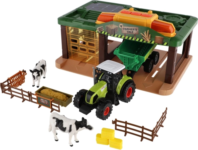 Tractor met aanhanger voor werkzaamheden op de boerderij