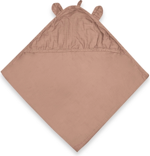 NuuRoo Danila mousseline babyhanddoek met capuchon rose dust