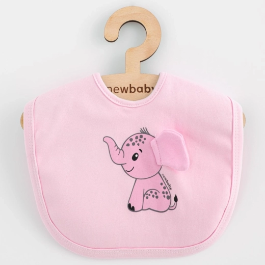 Baby slabbetje van katoen NEW BABY Happy Elephant roze