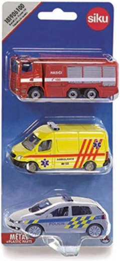 Siku set reddingsvoertuigjes in Tsjechisch design (brandweer, ambulance, politie)