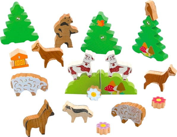 Jeujura houten bergdieren figuren 19 delen
