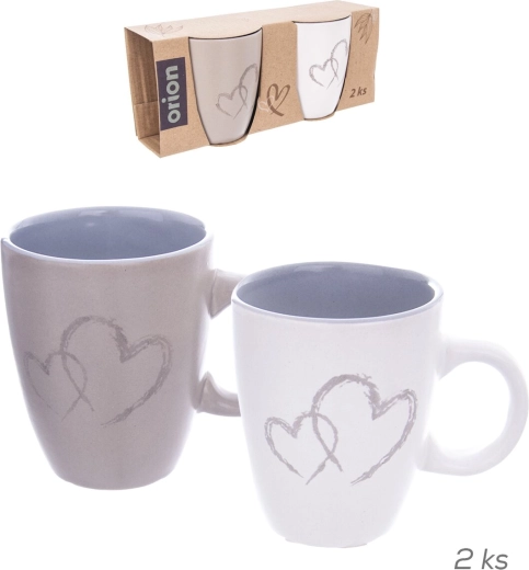 Set van 2 keramische mokken Double Love met hart 140 ml