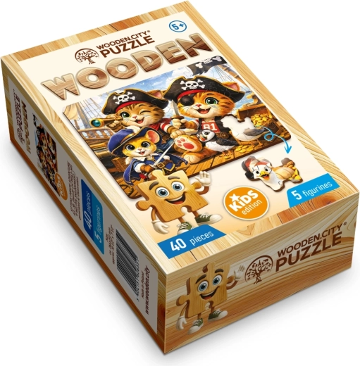 Houten puzzel WOODEN CITY Katjes en piratenavontuur, 40 stukjes