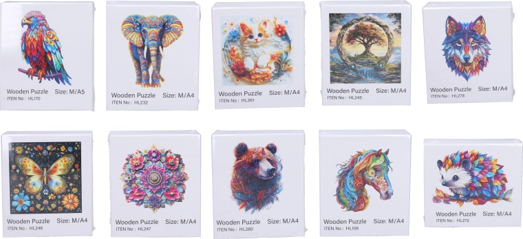 Creatieve houten puzzel A4 met dieren- en mandalamotieven - 1 stuk
