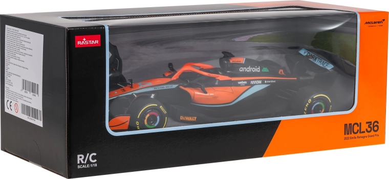 Rastar op afstand bestuurbaar model van de McLaren MCL36-formulewagen in schaal 1:18