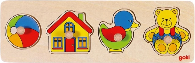 houten Goki-puzzel met speelgoed
