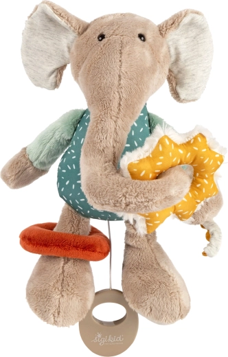 Sigikid educatief pluchen olifantje met muziekdoosje 27 cm