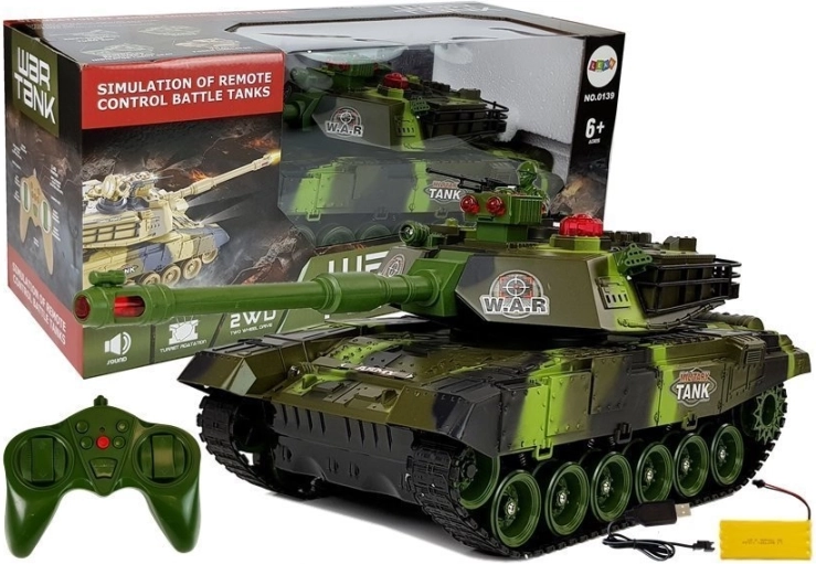 grote rc-tank 2,4 ghz met verlichting en geluiden, groen