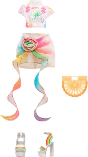 Regenboogaccessoires en extra schoenen