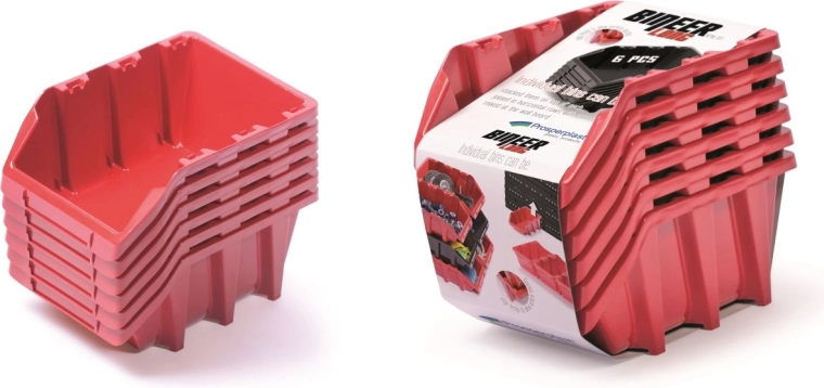 Set van opbergboxen Bineer Long, 6 stuks, rood