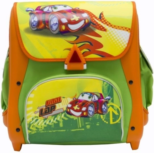 Schooltas Auto's 21 l groen-oranje - 1 stuk
