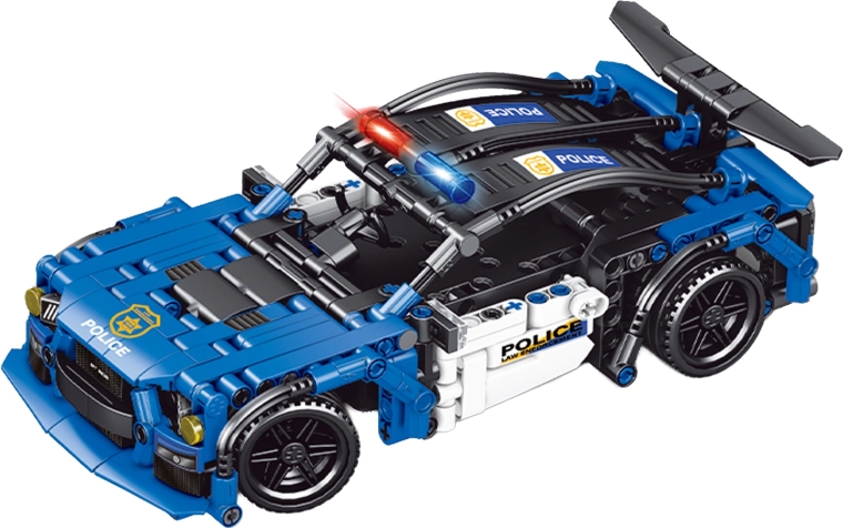 Bouwset voor een politie-RC-auto met afstandsbediening, 24,5 cm