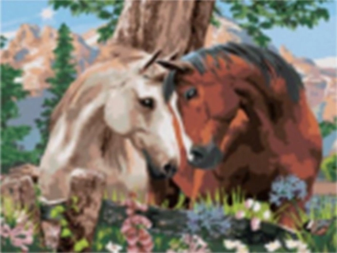 Schilderen op nummer - Paarden onder de boom