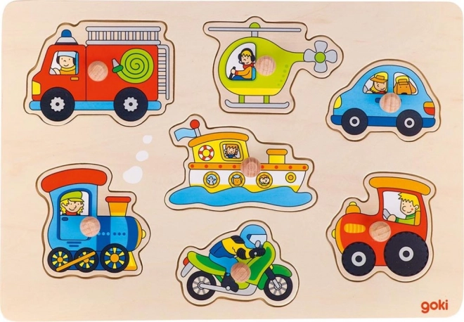 GOKI houten inlegpuzzel vervoersmiddelen