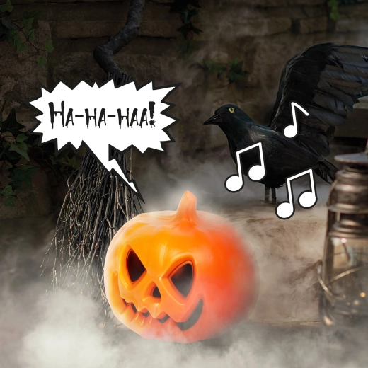 Halloween-pompoenlantaarn met geluidseffect en ledverlichting