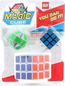 Set van 3 kunststof puzzels met sleutelhanger