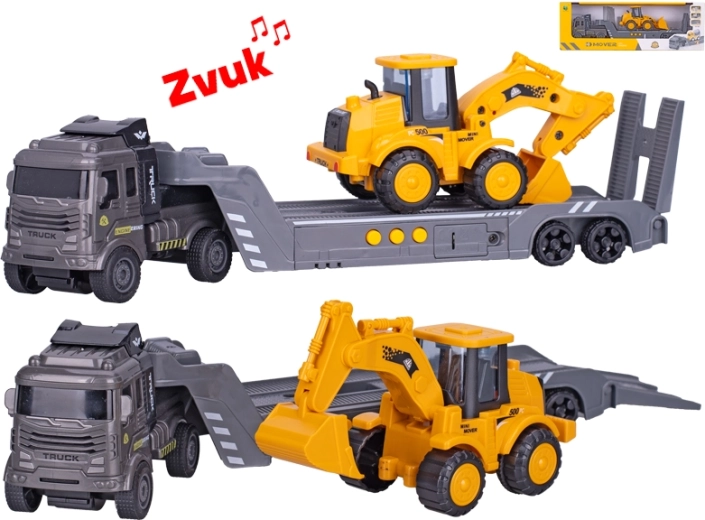 Speelset met bouwmachines met vrachtwagen en graafmachine, vliegwiel en geluiden