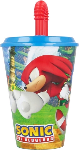 Kinderdrinkbeker met rietje STOR 40530 430 ml Sonic de Egel (blauw en rood)