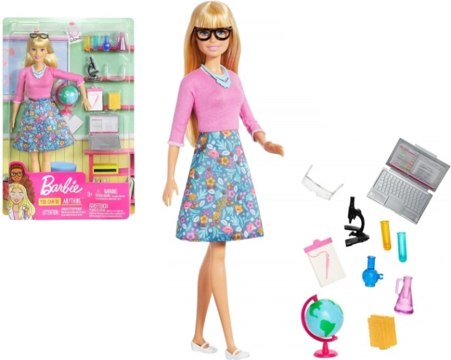 Barbie pop lerares met laptop