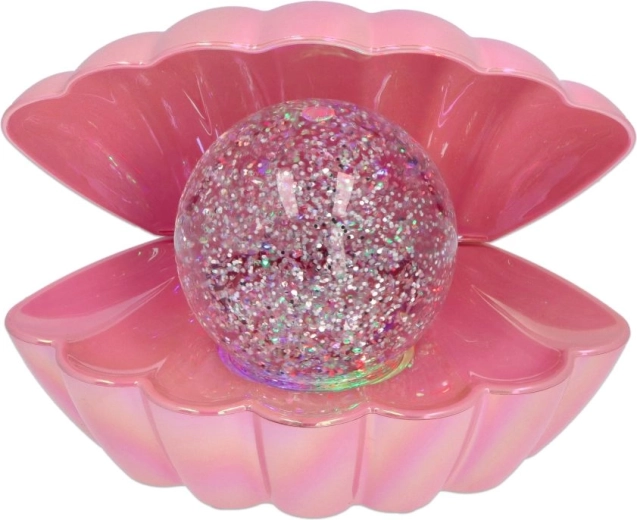 Decoratief LED-lampje schelp met glitterbol roze