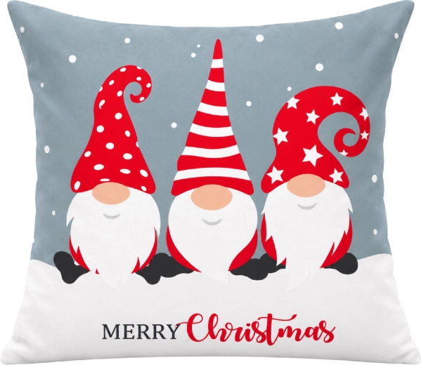 Kerstkussenhoes Kabouters grijs-rood 45 × 45 cm