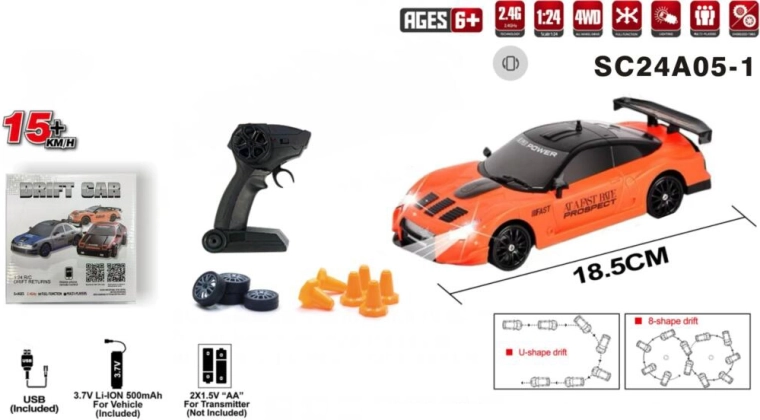 RC driftauto met afstandsbediening 4x4